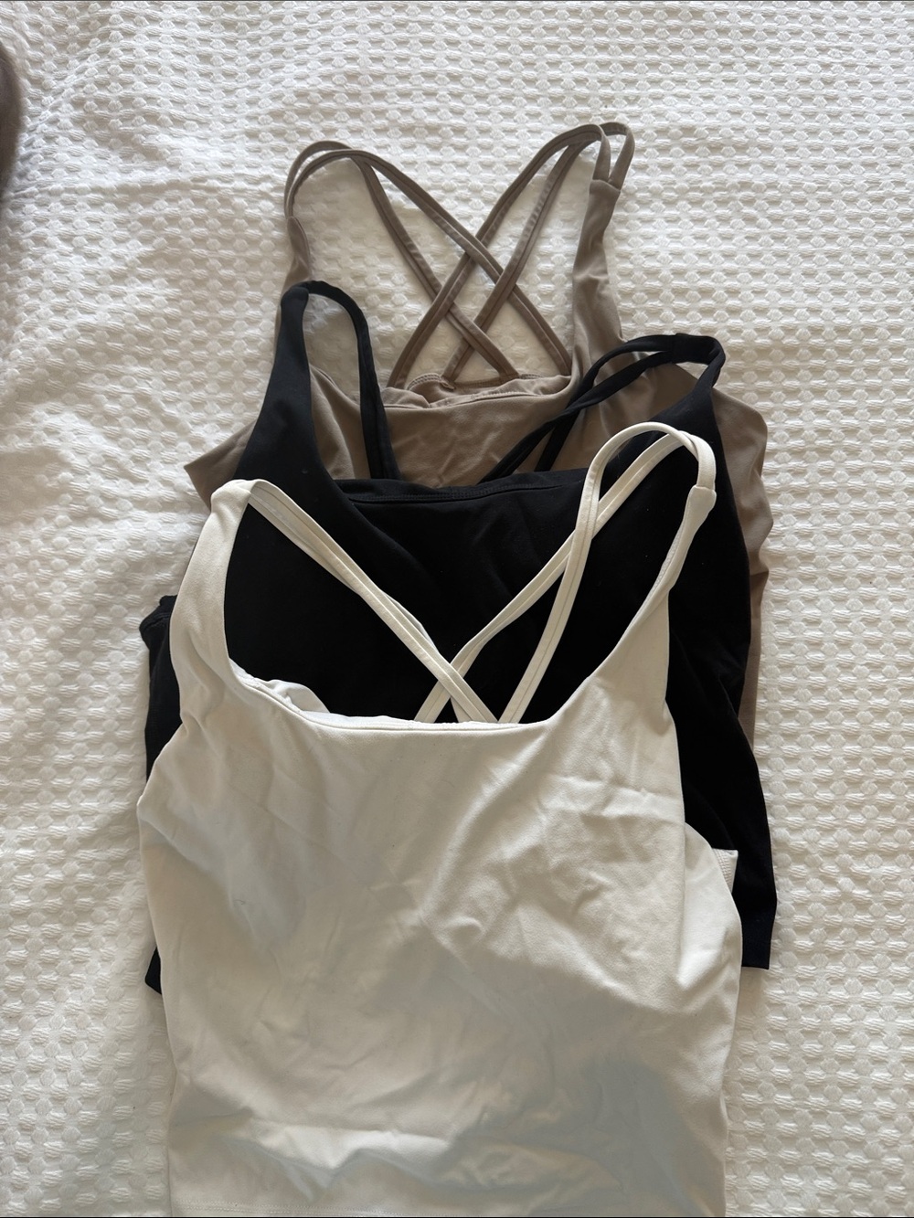 Old Navy Crisscross Bandeau Tank Set - White, Black & Taupe